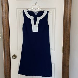 New York & Company Navy Blue/White Shift Dress Sz. Medium